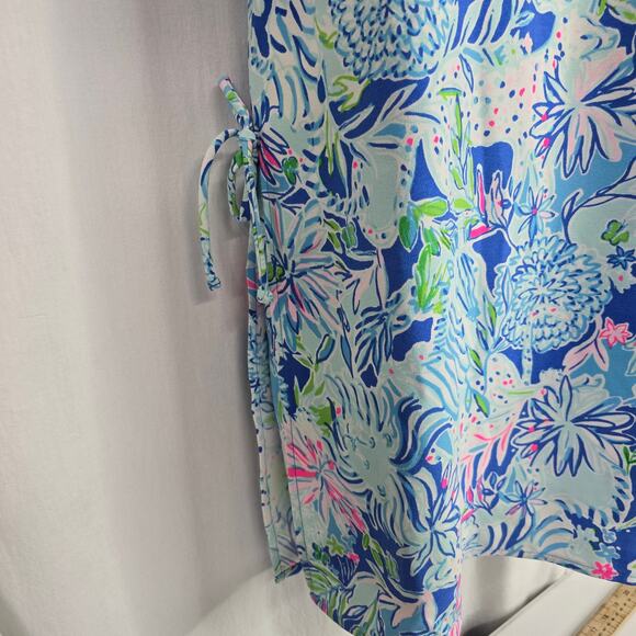 Lilly Pulitzer Pearl Romper Coastal Blue Lion Around Print Size 6 - Picture 2 of 8